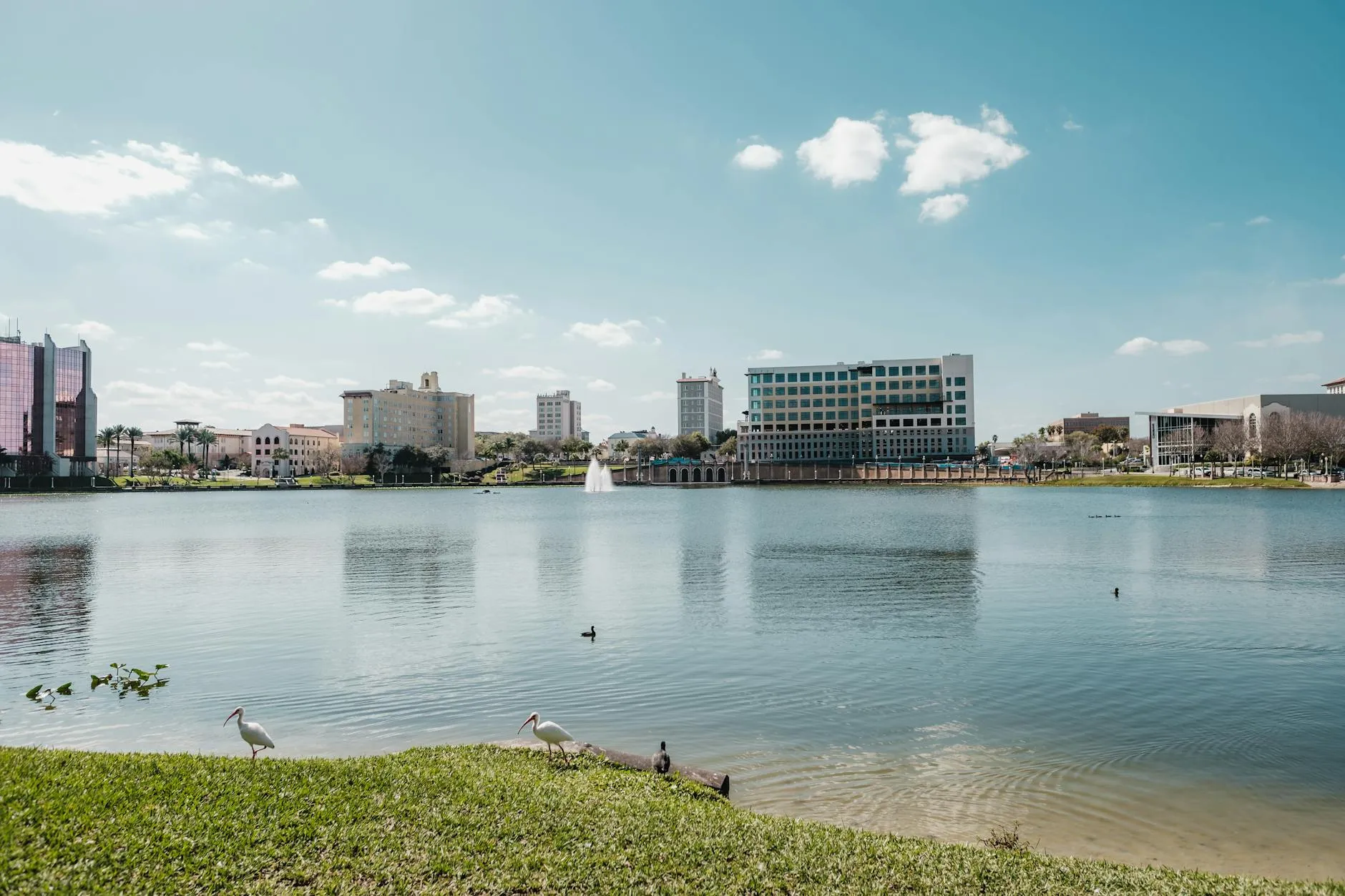 Lake Mirror with the downtown Lakeland, Florida skyline reflected in the water